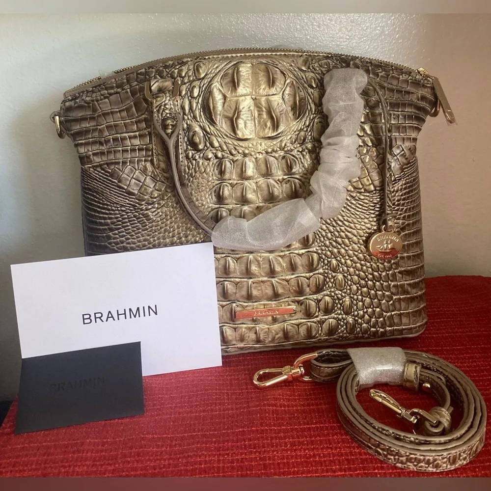 NWT…BRAHMIN… SATCHEL/CROSSBODY CROCODILE/ALLIGATOR EMBOSSED HANDBAG - Picture 6 of 16